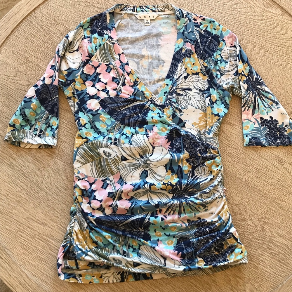 Cabi Faux Wrap V Neck Top